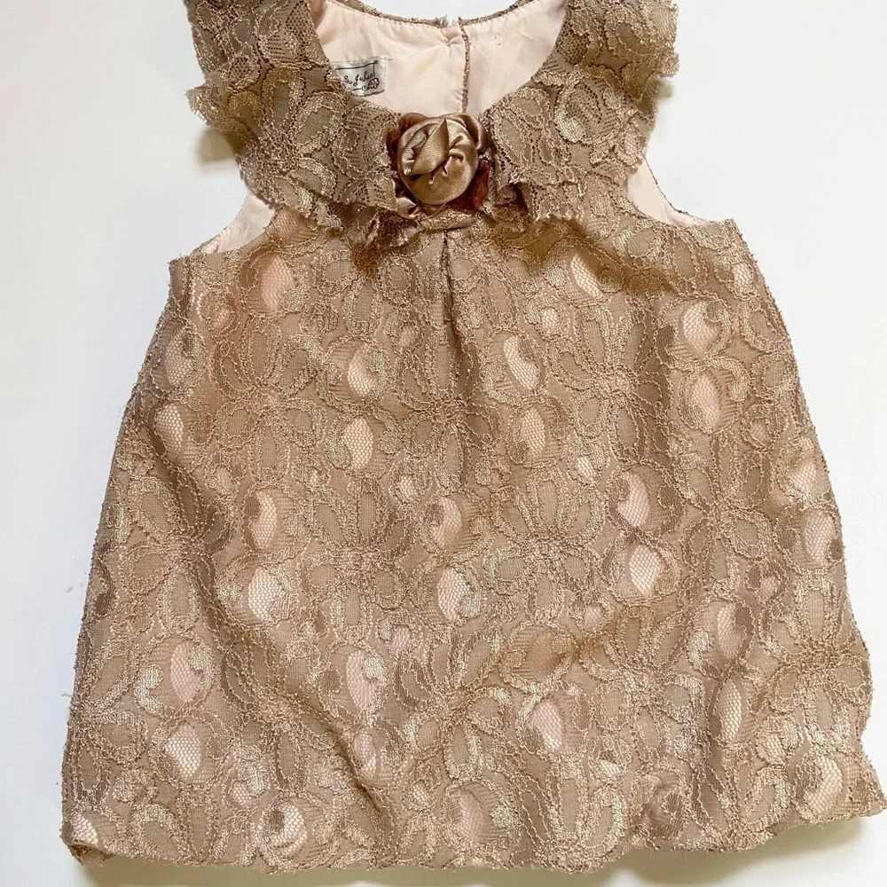 Pippa & Julie Bridgerton Vibe Party Dress Champagne Lace Lined